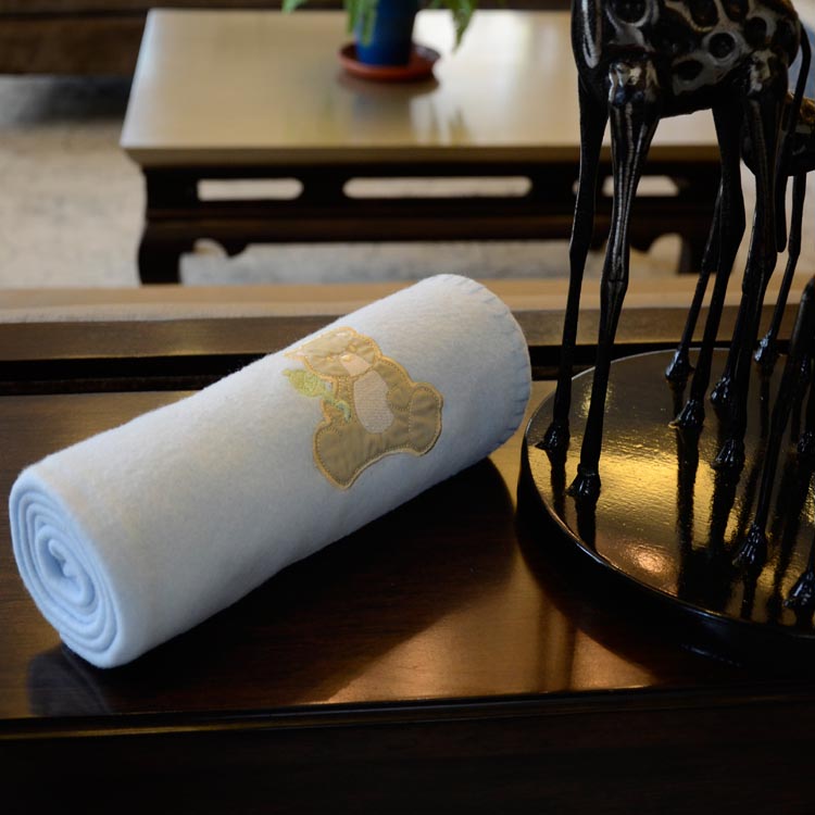 Light blue embroidery polar fleece baby blanket wholesale 大连东洋丽佳贸易有限公司